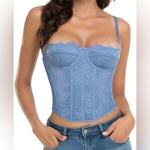 NWT Lace Bustier Corset Tops for Women Sexy Going Out Party Club Top with Buckle